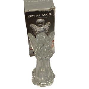 Crystal Angel Holding Book Christmas Thick Glass 6 1/2” Tall Kingsbridge Group